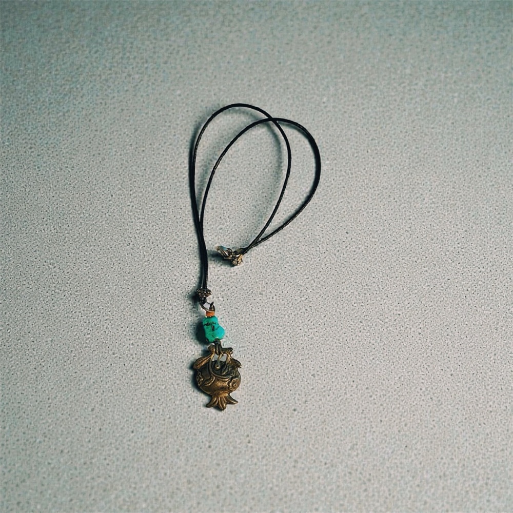 —SOLD— Pomegranate Silver Turquoise Necklace with Jangling Sound